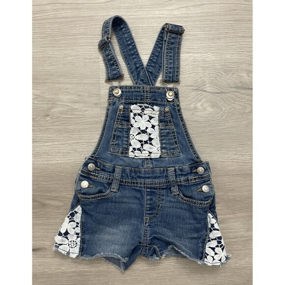 Jordache Other - Vintage Jordache Girls 4-5 Denim Daisy Lace Adjustable  Bib Overall Jean Shorts